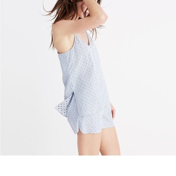 Madewell Lullaby Pajama Striped Cami Blue/WhiteTop in Swiss-Dot - Picture 1 of 6